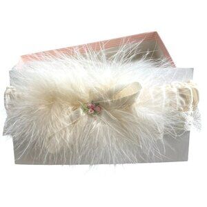 Jamie Lynn Bridal Feather & Lace Wedding Garter Set With Ribbon & Floral Accent